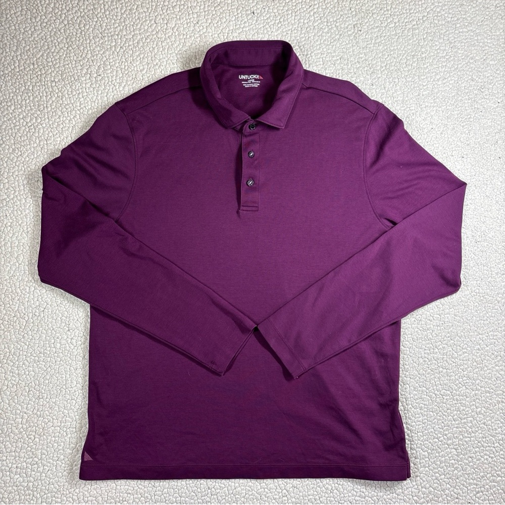 UNTUCKit Damaschino Long Sleeve Mens Large Purple Wrinkle Free Regular Fit Shirt